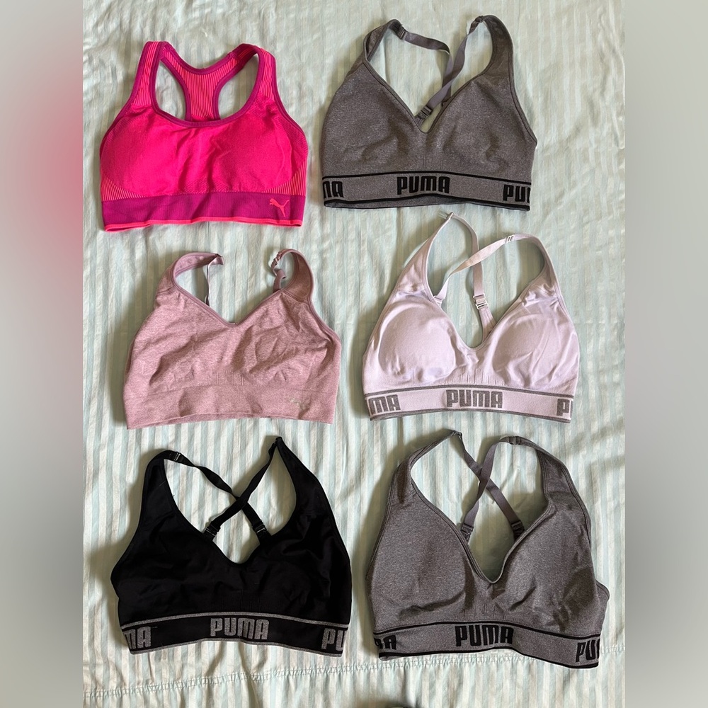 Puma set of 6 sports bras. Size S-M